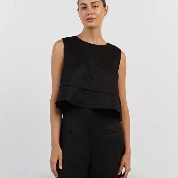 DISSH - Milahn Black Panel Linen Top - Picture 2 of 3